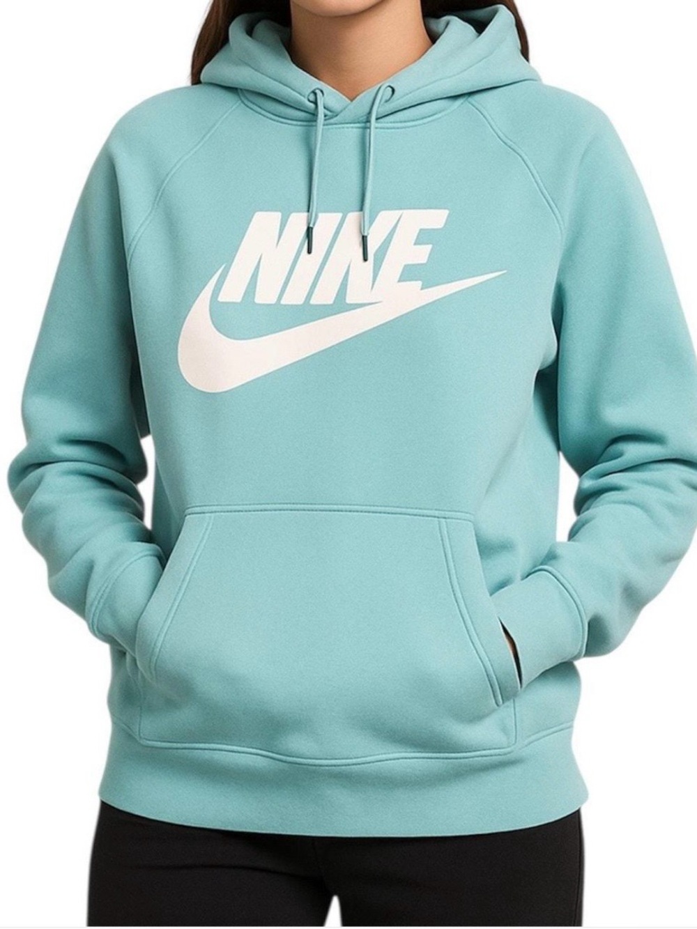 Nike Women's Aqua Pullover Hoodie with White Swoosh